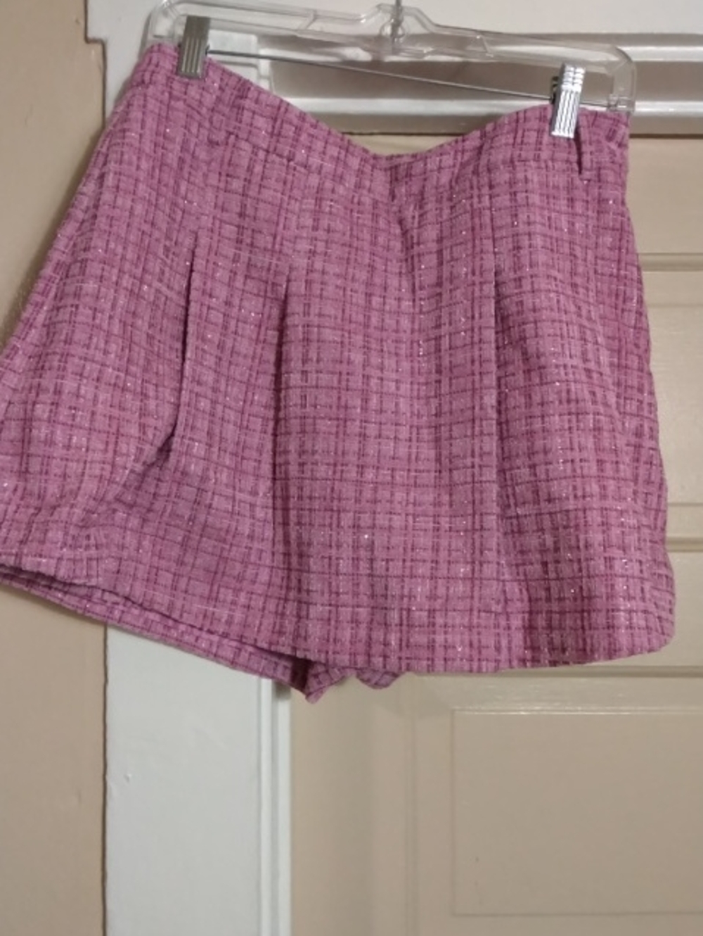 Lulu's Pink Tweed Skort with Subtle Sparkle